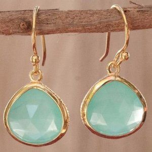 Aqua  Dangle Earring,  Gold Plated